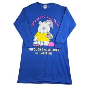 Vintage 90's Sweatshirt Nightgown Dress Women's Medium Pajama Lounge Meme Funny